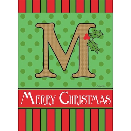 Magnolia Garden Flags 13 x 18 in Merry Christmas Monogram M Burlap Garden Flag 1658